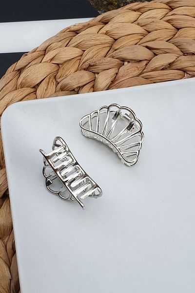 GÜLPEŞE Pachet de 2 mini catarame metalice Glpş00 argintiu