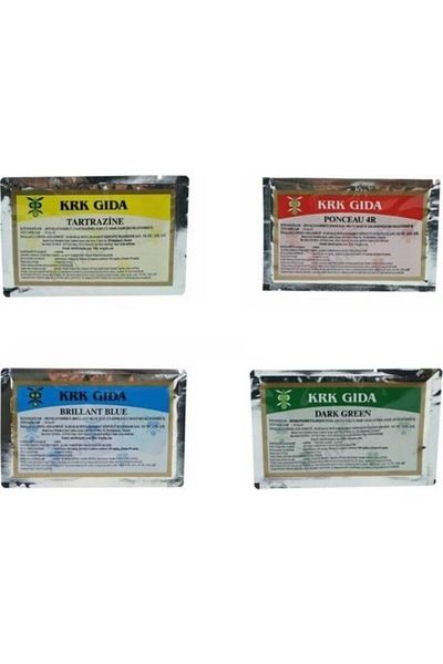 Krk Gıda أصفر أخضر أزرق - 4 × 9 جرام صبغ أحمر