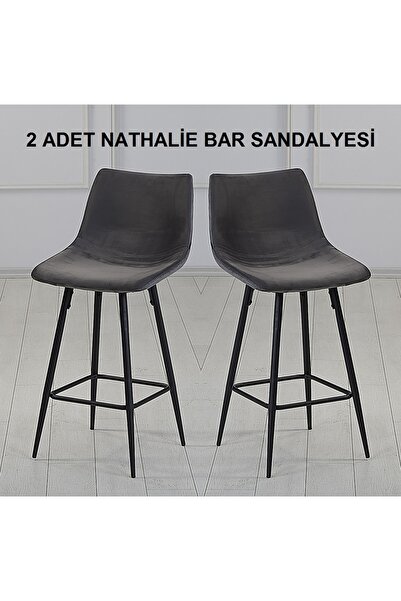 Pİ MOBİLYA 2 Adet Nathalie Ada Mutfak Ve Bar Sandalyesi - Bar Taburesi -silin...