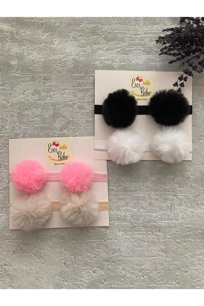 ESES BEBE Baby Kids Σετ με 4 βελούδινα Pompom Bandana