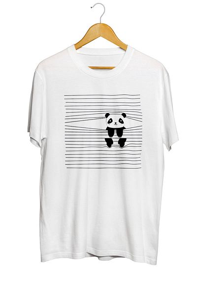 karikatürstore Peeping Panda Printed T-Shirt