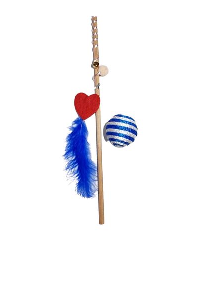 Be Cat Cat Fishing Rod with Felt Heart and Cat Game Ball - Set of 2