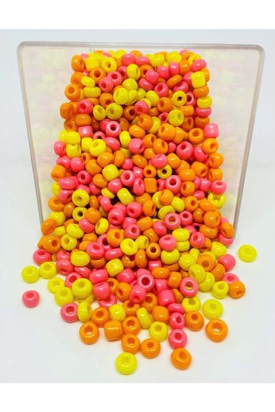 yağmur gökçe Μικτές χάντρες άμμου (40 GR) - 4 - Ροζ και κίτρινο και πορτοκαλί