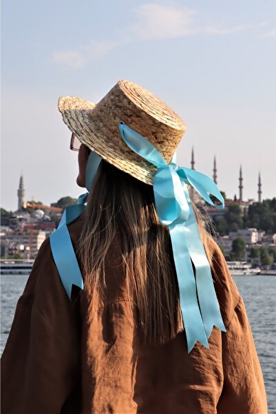 Shopiolog Жіночий органічний солом'яний капелюх з стрічкою, місяць, сонце, намисто