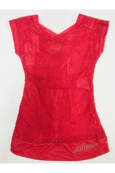 Baby Slon Kids Clup Fileli Taşlı Sırt Çapraz Şeritli Kız Tunik Badi