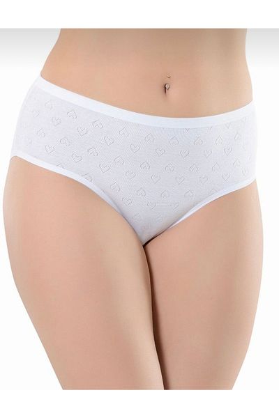 Belinay Women's High Waist 100% Cotton 3-Piece White Heart-Textured Panties