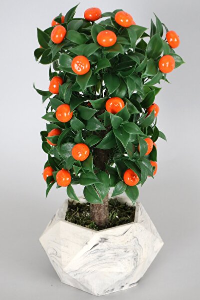 Yapay Çiçek Deposu Beton albastru cobalt ıda Arborele artificial de lămâie mandarină 40 Cm