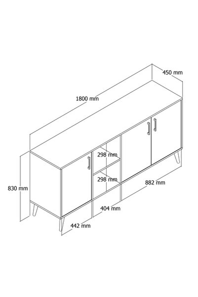 Mezza 1620 Exxen 180 Cm (AHŞAP AYAKLİ) Modern Konsol Hat Antrasit