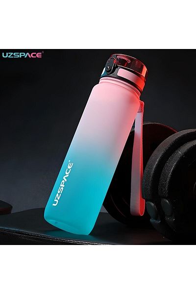 Uzspace Large Size 1000ml Motivational Flask Double Color Softtouch Collection Tritan Sports Water Bottle