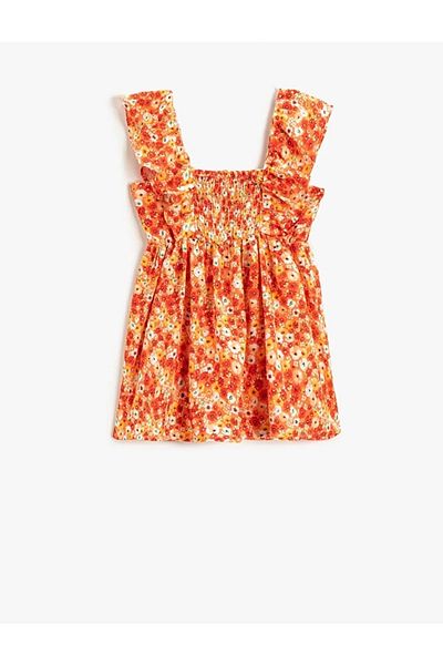 Koton Φόρεμα Floral, Χοντρές τιράντες, Λεπτομέρεια Gipe, Flounce