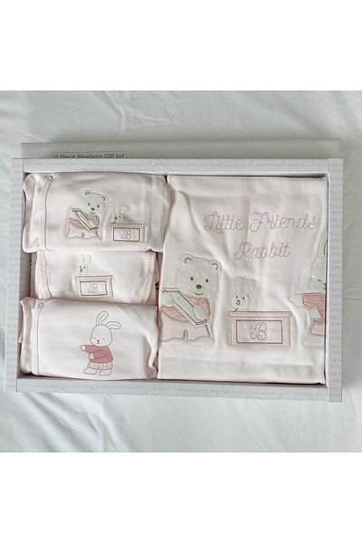 Bebitof Pink Unisex Baby 10-Piece Bodysuit Set - Hiding Rabbit