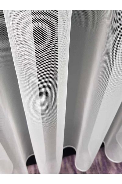Brillant Ecru Gray Tulle Shiny Curtain - 1/3 Tight Pleat