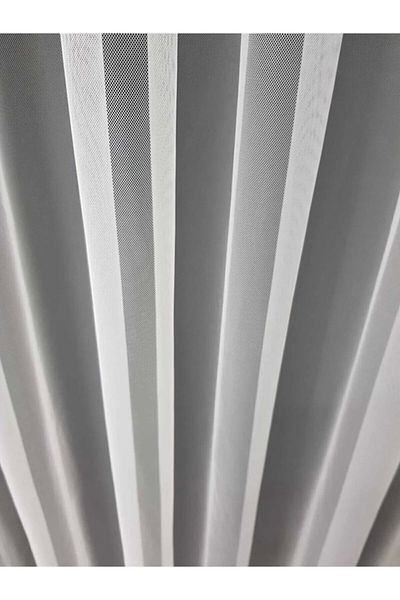 Brillant Ecru Gray Tulle Shiny Curtain - 1/3 Tight Pleat