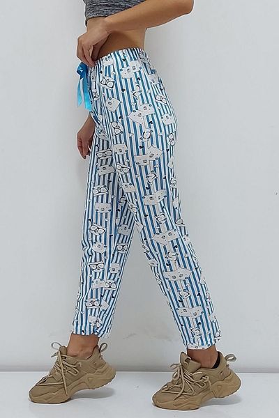 Bkmc Pantaloni de pijama din bumbac cu model albastru - (tween)