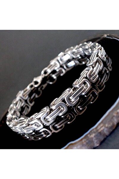 THE Gifts Gümüş Erkek Çelik Kral Bileklik Künye