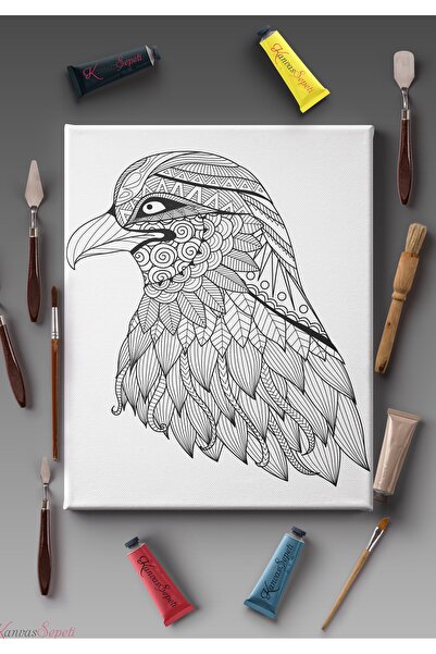 KanvasSepeti Paintable Painting Canvas Mandala Striped Ready Stencil Canvas P...