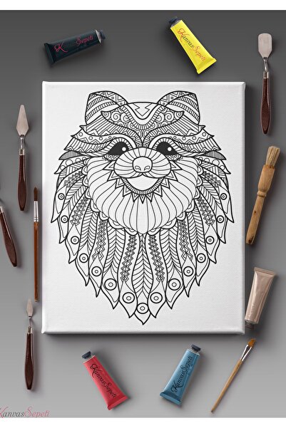 KanvasSepeti Paintable Painting Canvas Mandala Striped Ready Stencil Canvas P...