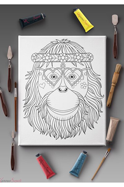 KanvasSepeti Paintable Painting Canvas Mandala Striped Ready Stencil Canvas P...