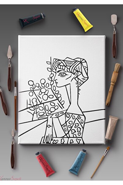 KanvasSepeti Paintable Painting Canvas Mandala Striped Ready Stencil Canvas P...