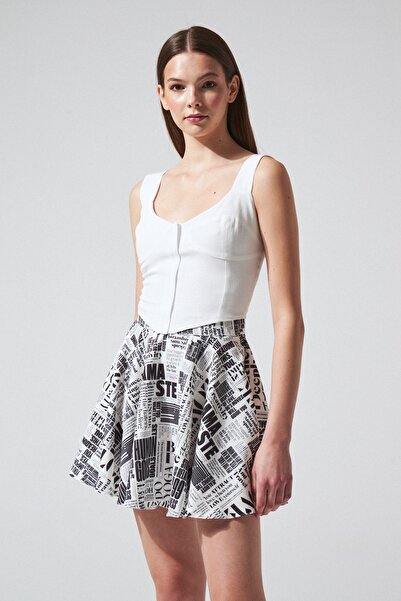 BERFUĞ KIRAN Önü V Şeklinde Kalın Askılı Büstiyer Beyaz