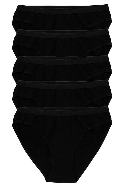Betimoda Chiloți Bikini Damă Bumbac Pieptănat 5 Bucăți Negru