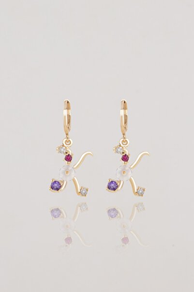 Sortie Aksesuar Italyan Tasarım Flowers Zirkon Manolya Çiçek Figürlü Harf Küpe K Srt321-005