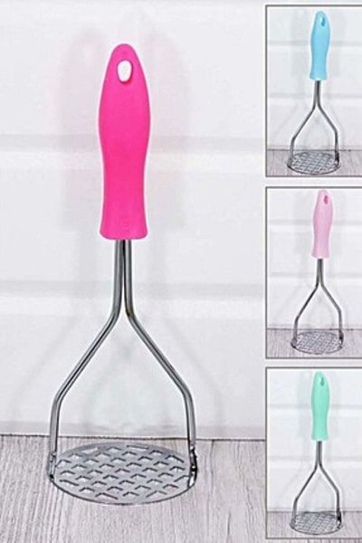 SAVORYHOME Metal Potato Masher with Colored Handle