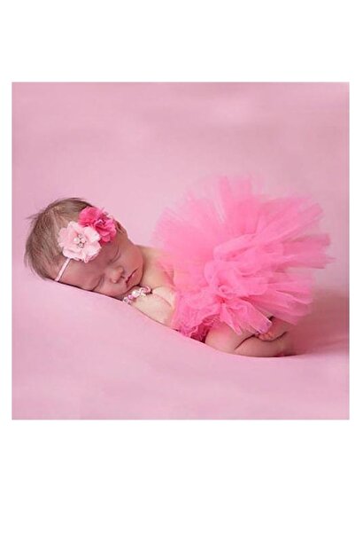 bba new trend تنورة توتو باللون الوردي لحديثي الولادة، تنورة توتو للأطفال حدي...