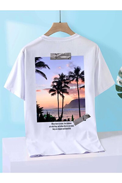 YUVEST Tricou alb cu imprimeu supradimensionat unisex Blackrock.