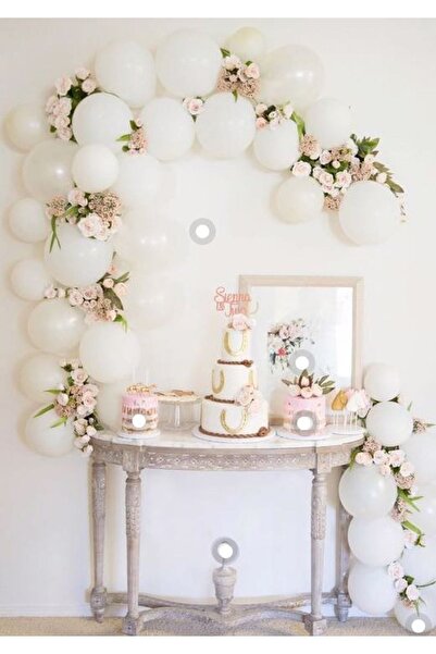 BEST PARTİ DOĞUM GÜNÜ PARTİ SÜSLERİ Pastel White Balloon Set 50 Pieces