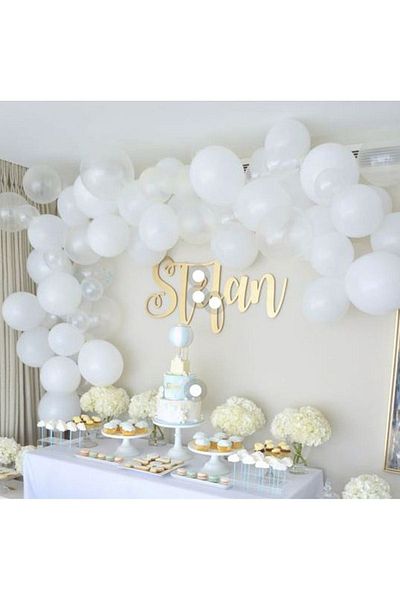 BEST PARTİ DOĞUM GÜNÜ PARTİ SÜSLERİ Pastel White Transparent Balloon Set 50 Pieces