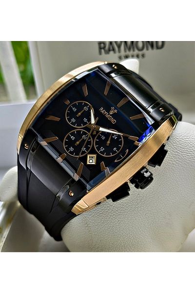 Raymond Black Silicone Men's Wristwatch