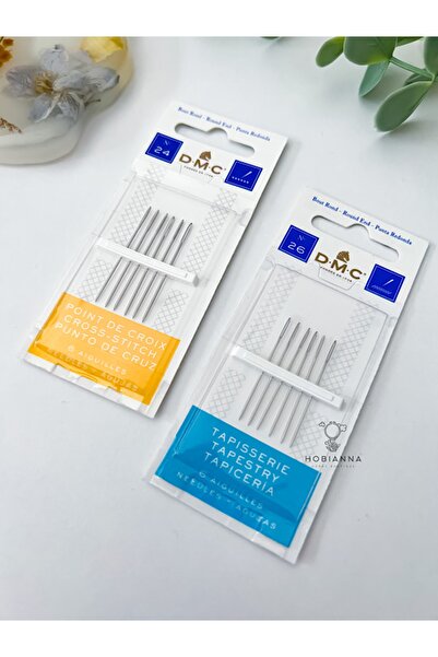 Hobianna Dmc Kanaviçe & Etamin Nakış Iğnesi 24-26 Numara, 2’li Paket