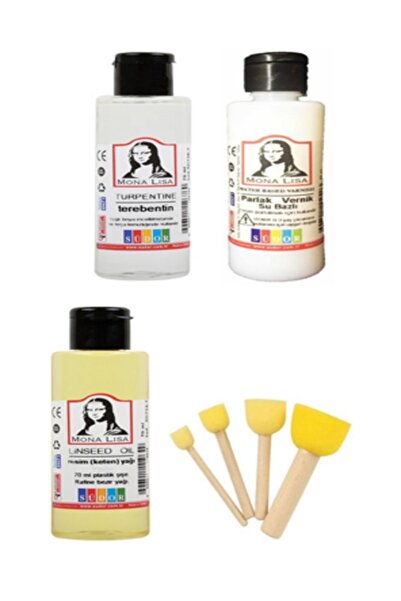 sepmay Resim Yağı Vernik Terebentin Sünger Tampon Fırça Set 70 Ml