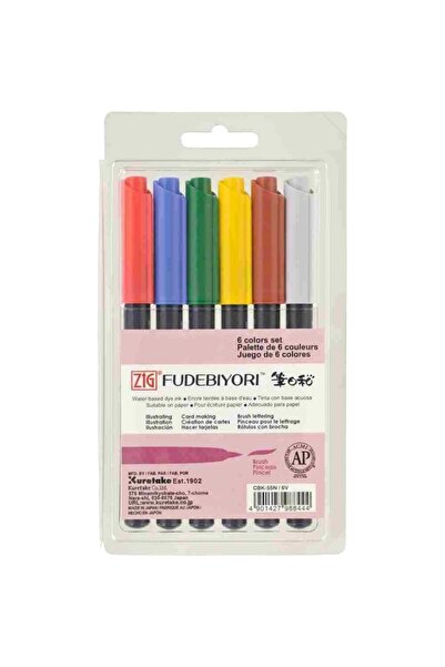 Zig Fudebiyori Brush Pen Cbk-55n/ 6v Set of 6