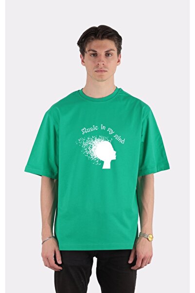 GreenMint تي شيرت أخضر كبير الحجم برقبة دائرية موسيقى في ذهني موسيقي أوركسترا...