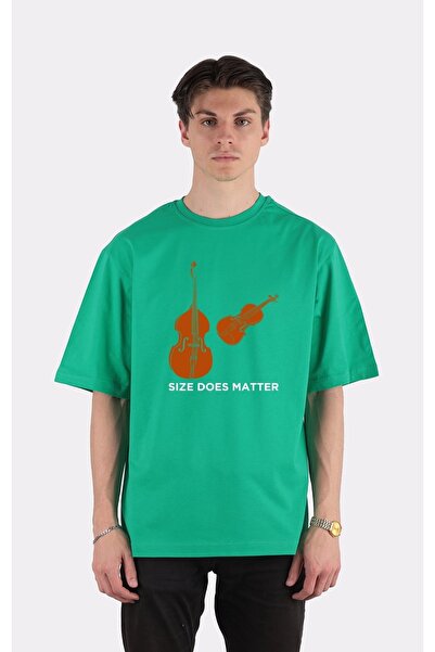 GreenMint تي شيرت أخضر كبير الحجم برقبة دائرية، هدية موسيقى الكمان Cello_em2470