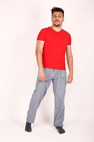 FATELLA Unisex Raw Cloth Summer Comfortable Elastic Waist Corded Linen Look Cotton Trousers