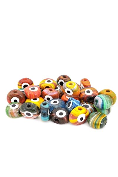 Selvi Konsept Büyük Boy Özel Danagöz Cam Nazar Boncuğu Karışık Ebruli 2,5 Cm ...