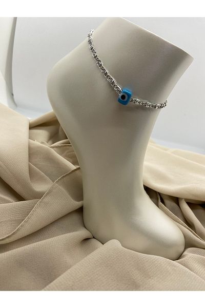 Çelik Blue Evil Eye Beaded Anklet