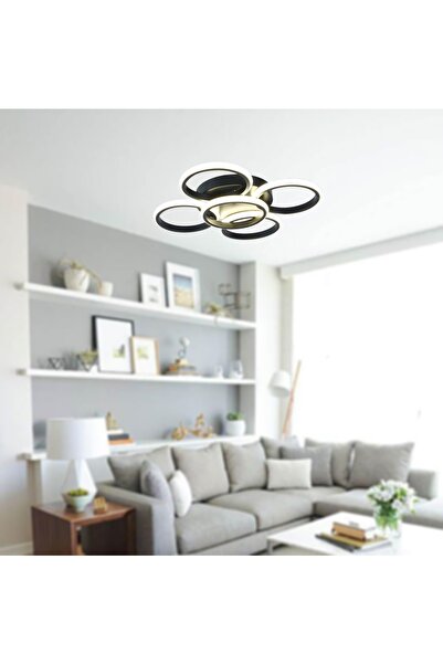 TT AYDINLATMA Tt304-4+1-sy Yuvarlak Mat Siyah 5 Li ( Sarı Işık ) Led Avize