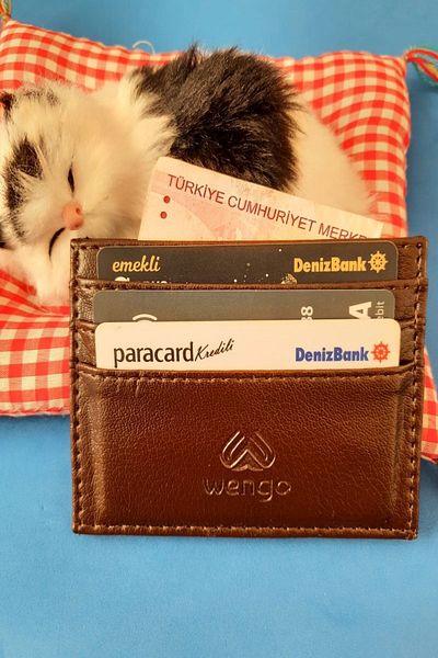 BB wikiki Suport card din piele cu 6+1 compartimente - maro