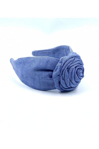 ZELİCE TASARIM Denim Crown with Rose Figure Accessory Gkt01