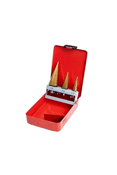 DepoMega 3 Lü Kademeli Matkap Ucu Sac Delme Seti Metal Kutulu