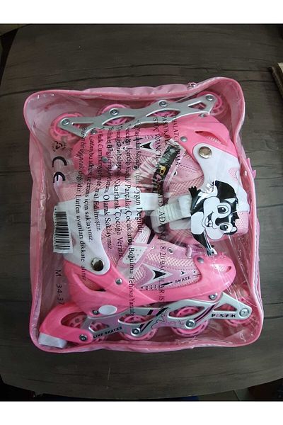 REM STORE Pacific Toys Pink Lighted Adjustable 4 Wheel Practice Children's Skating 34-37