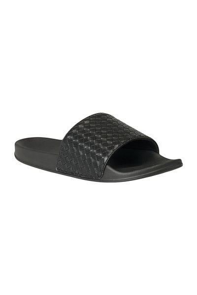 AC&Co / Altınyıldız Classics Ανδρικές μαύρες παντόφλες χωρίς σχέδιο με στάμπα από άχυρο