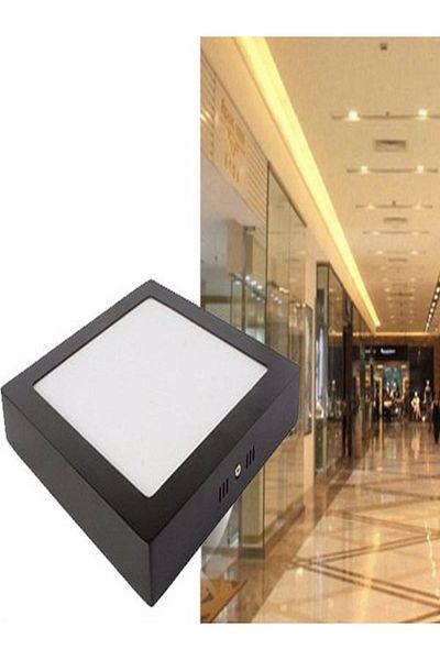 KADERTEKNO Led Ceiling WC Pantry Office Lamp 24 W Square Luminaire Surface Mounted Black Case White Light 6500 K 220 V