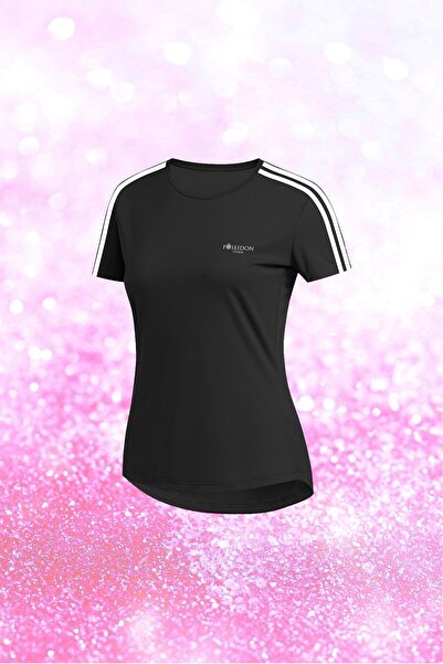 POSEIDON STORM Γυναικείο μαύρο μπλουζάκι από ύφασμα Dri-fit με στρογγυλή λαιμ...