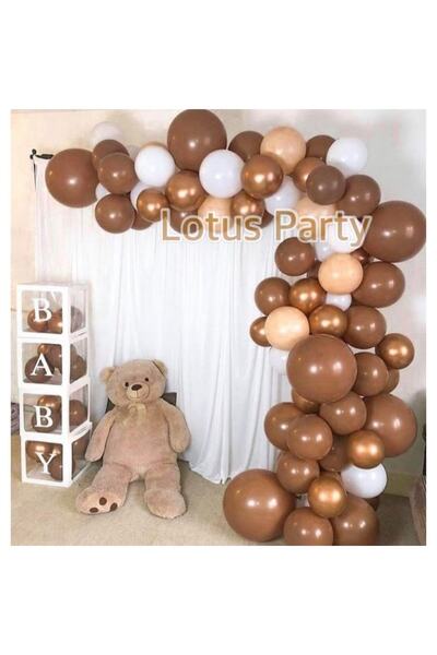 LOTUS PARTY مجموعة سلسلة بالونات تحت عنوان تيدي بير مكونة من 50 قطعة (لون الك...