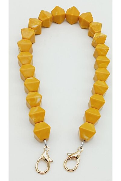 angel çanta aksesuar مقبض حقيبة أكريليك مثمن مطرز بلون الخردل 50 سم